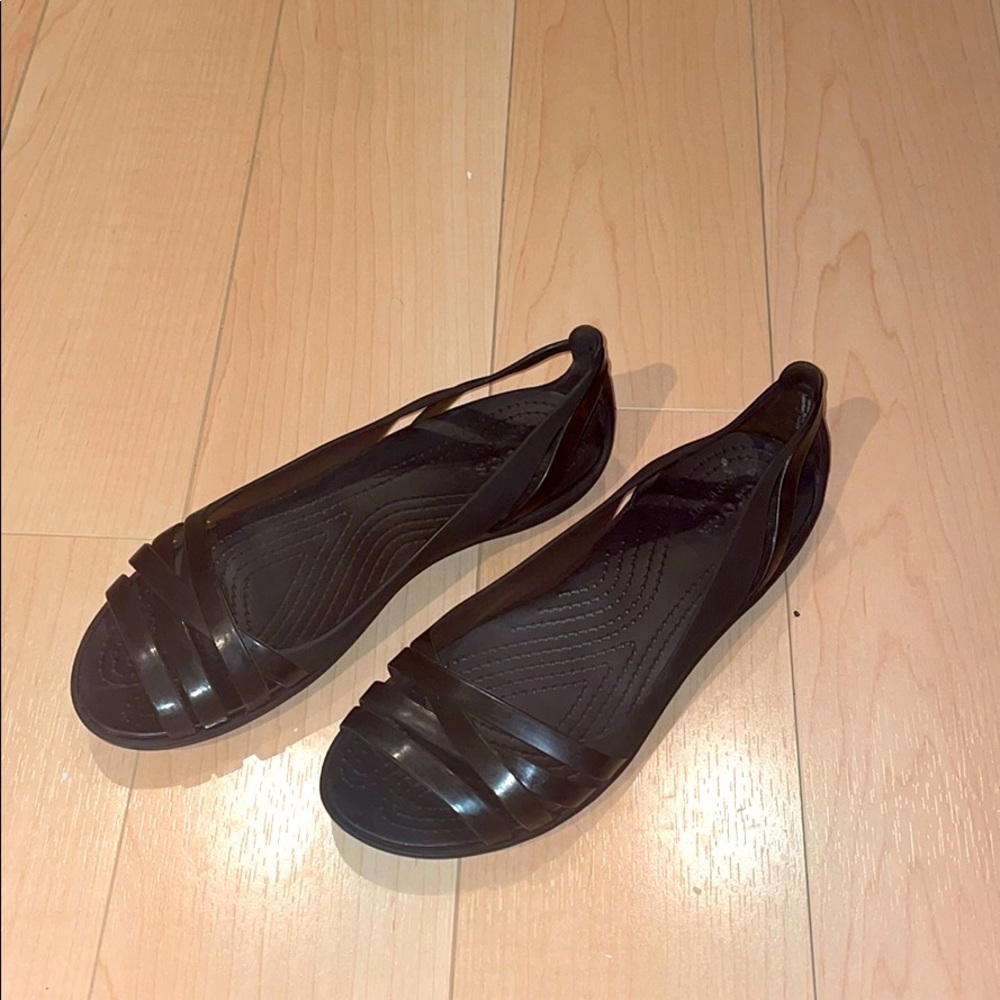 Black CROCS flats size 7